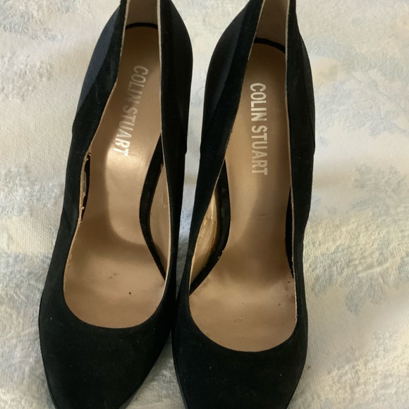 Colin Stuart Black suede and satin high heels - Picture 2 of 4